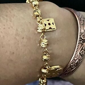 Gold Charm Link Bracelet for Women - Classic Gold Finish